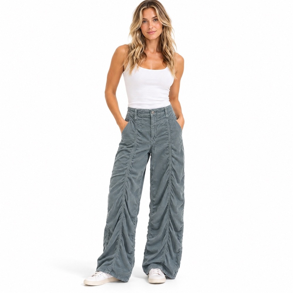 We The Free Light Gray Libre Cord Wide Leg Pants Boho | Size 27